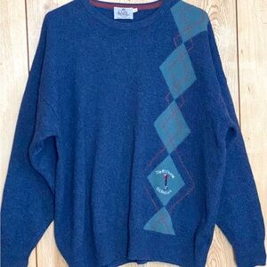 VTG CLAN ROYAL Edinburgh Old Course St. Andrews Golf Sweater 100% Wool XL Argyle